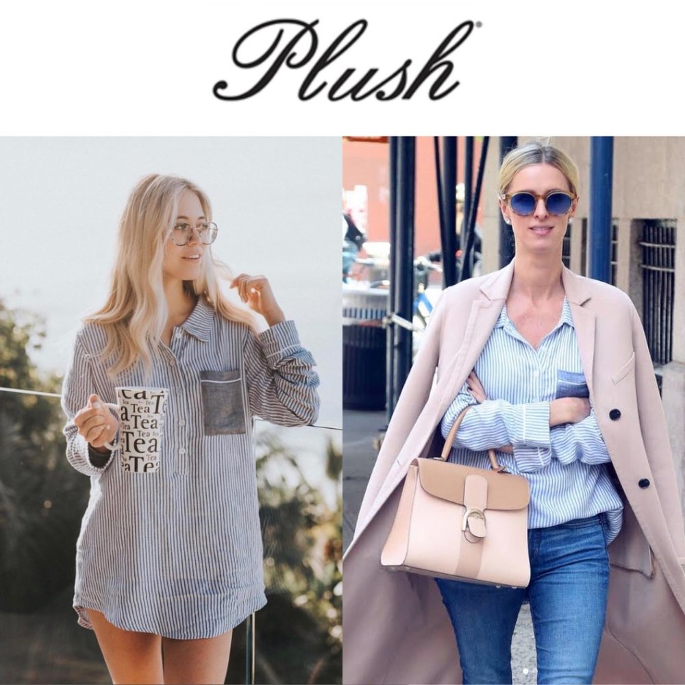 Plush Chambray Stripe Boyfriend Sleep Shirt